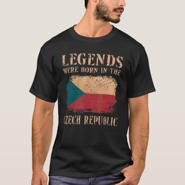 Camiseta Bandeira Vintage da República Tcheca (Frente)