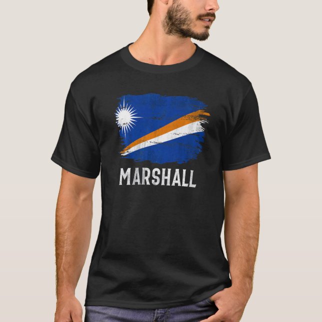 Camiseta Bandeira Vintage das Ilhas Marshall (Frente)