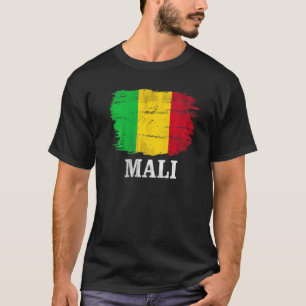 Camiseta Bandeira Vintage do Mali Para Maliano