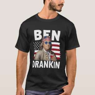 Camiseta Bandeira Vintage Engraçada do 4 de Julho Ben Drank