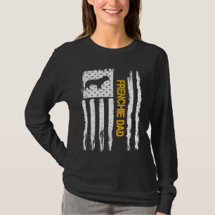 Camiseta Bandeira Vintage EUA Bulldog Francês Cachorro Pai 