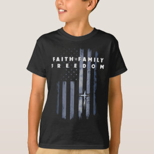 Camiseta Bandeira Vintage EUA Fé Família Liberdade Patrióti