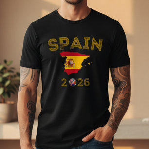 Camiseta Bandeira Vintage Mapa Torcedor Futebol Espanha 202