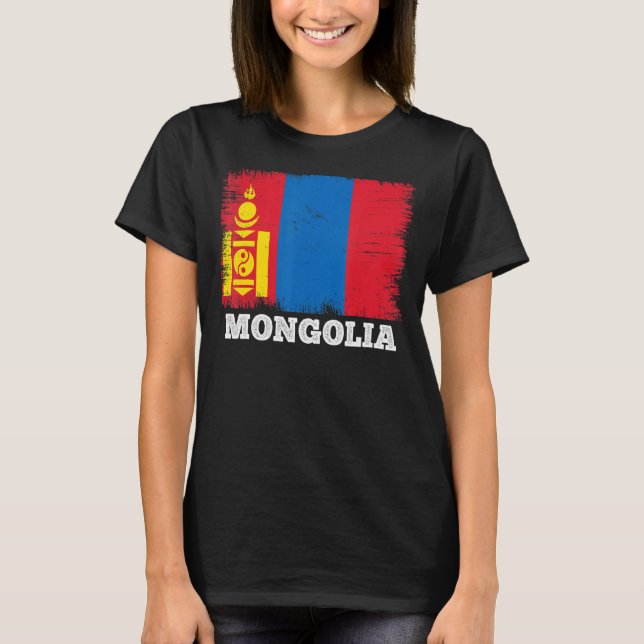 Camiseta Bandeira Vintage Mongólia País Retro Bandeira Mong (Frente)
