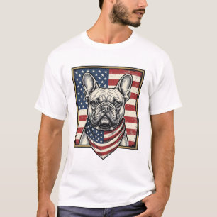 Camiseta Bandeira Vintage Patriótica do Bulldog Francês
