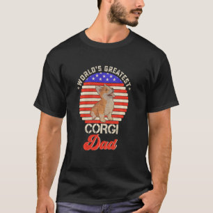 Camiseta Bandeira Vintage Retro EUA Maior Corgi Do Mundo