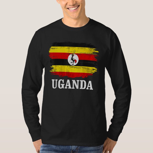 Camiseta Bandeira Vintage Uganda Para Ugandense   (Frente)