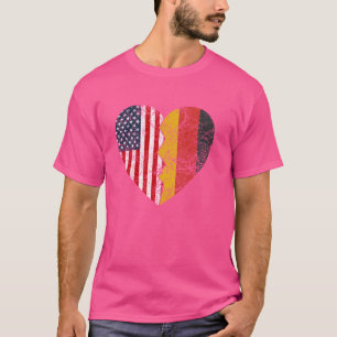 Camiseta Bandeiras Alemãs Americanas Coração Estados Unido