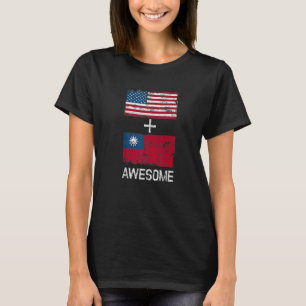 Camiseta Bandeiras Americana + taiwanesa Incrível Dos Eua E