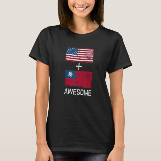 Camiseta Bandeiras Americana + taiwanesa Incrível Dos Eua E (Frente)