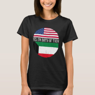 Camiseta Bandeiras Antigas dos EUA e do Kuwait Sim, Eu Sou 