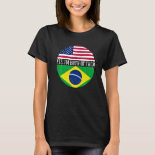 Camiseta Bandeiras Antigas EUA e Brasil Sim, Eu Sou de Amb