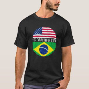 Camiseta Bandeiras Antigas EUA e Brasil Sim, Eu Sou de Amb