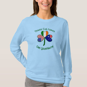 Camiseta Bandeiras australianas irlandesas EUA Trevo Person