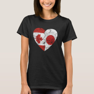 Camiseta Bandeiras Canadenses Japonesas Coração Canadá Japã