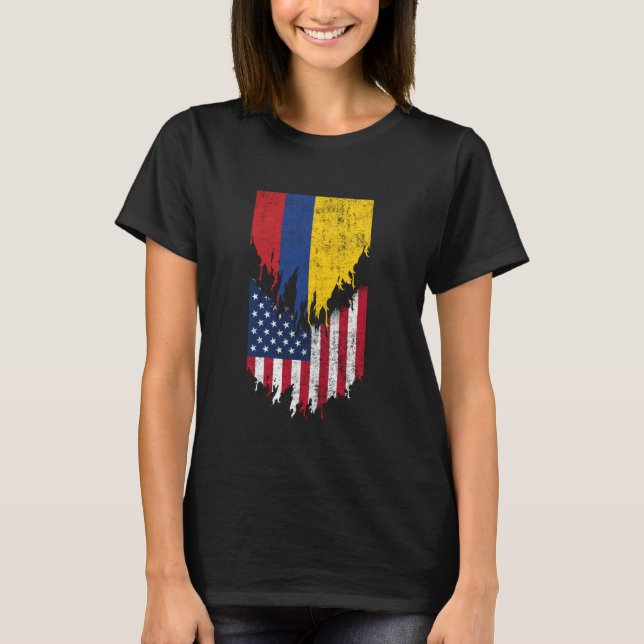 Camiseta Bandeiras Colombianas Americanas Ripadas Torn Colô (Frente)