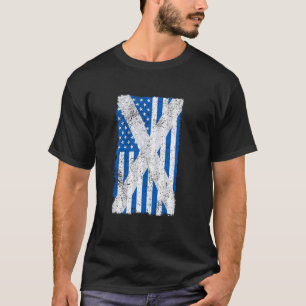 Camiseta Bandeiras Combinadas Escocesas e Americanas com Im