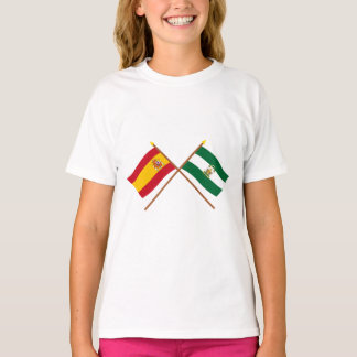 Camiseta Bandeiras cruzadas da Espanha e da Andaluzia