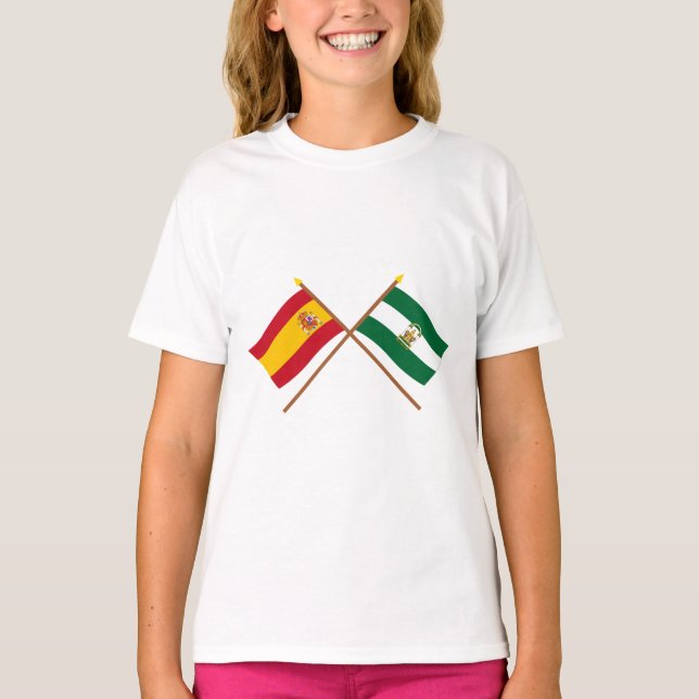 Camiseta Bandeiras cruzadas da Espanha e da Andaluzia (Frente)