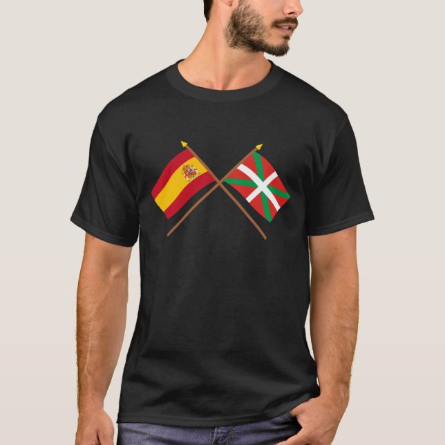 Camiseta Bandeiras cruzadas de Espanha e País Vasco (Euskad (Frente)