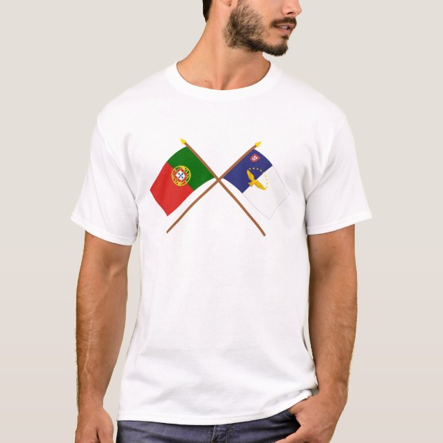Camiseta Bandeiras cruzadas de Portugal e dos Açores (Frente)