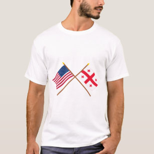 Camiseta Bandeiras cruzadas república dos E.U. e do Geórgia