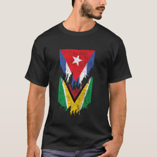 Camiseta Bandeiras Cubanas da Guiana Aumentadas Torn Cuba G
