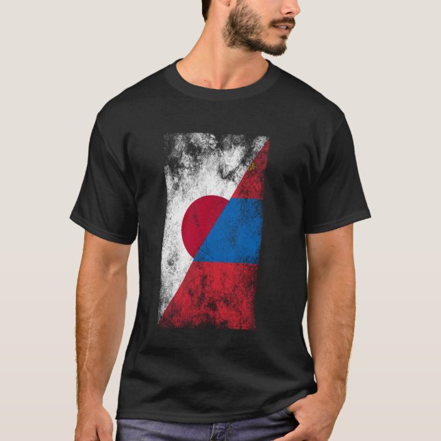 Camiseta Bandeiras da Mongólia do Japão - Mongólia Japonesa (Frente)