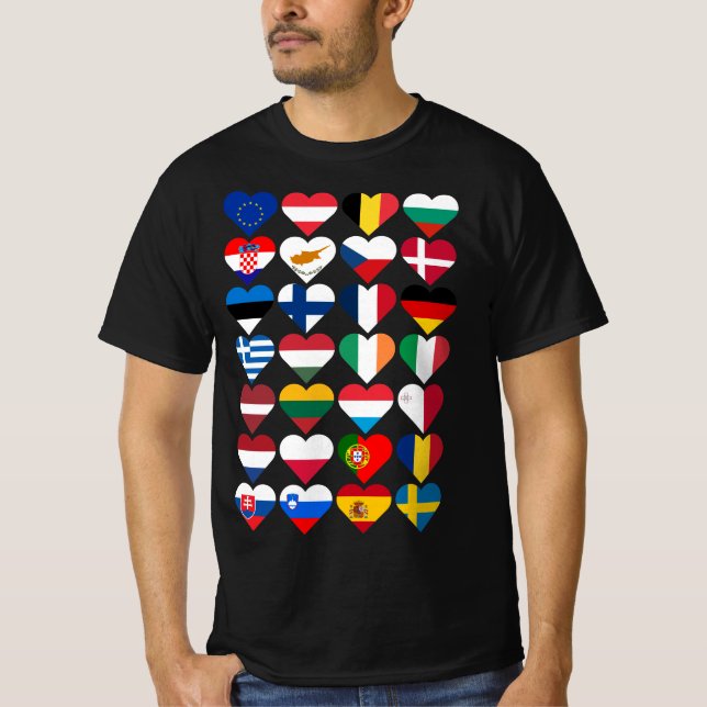 Camiseta Bandeiras da União Europeia  (Frente)