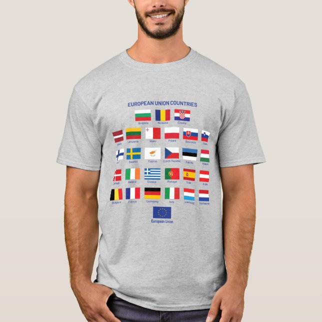 Camiseta Bandeiras da União Europeia Países da UE (Frente)