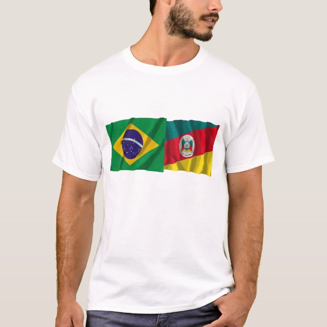 Camiseta Bandeiras de ondulação de Rio Grande do Sul & de (Frente)