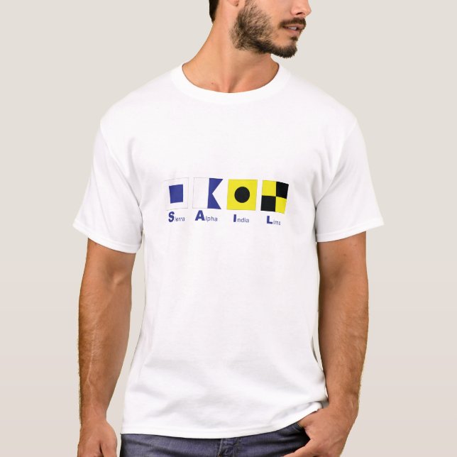 Camiseta Bandeiras de sinal marítimas internacionais (Frente)