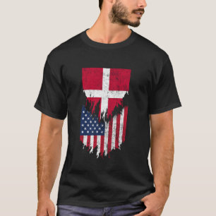 Camiseta Bandeiras Dinamarquesas Americanas Raspadas Torn D