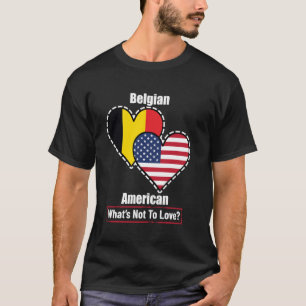Camiseta Bandeiras do Coração Belga Americano O Que Não Ama