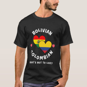 Camiseta Bandeiras do Coração Bolivianas Colombianas O Que