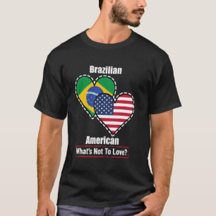 Camiseta Bandeiras do Coração Brasileiro Americano O que nã