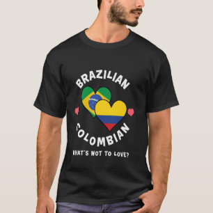 Camiseta Bandeiras do Coração Brasileiro Colombiano O Que N
