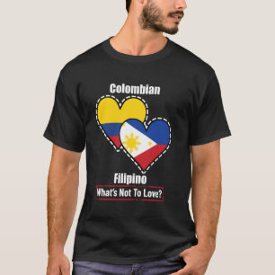 Camiseta Bandeiras do Coração Colombiano Filipino O Que Não