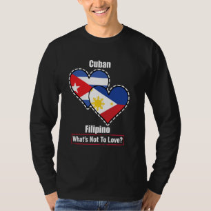 Camiseta Bandeiras do Coração Cubano Filipino O Que Não Ama