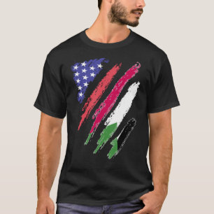 Camiseta Bandeiras do Coração do Patriota Americano Sudanês