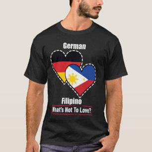 Camiseta Bandeiras do Coração Filipino Alemão O Que Não Ama
