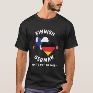 Camiseta Bandeiras do Coração Finlandês Alemão O Que Não Am