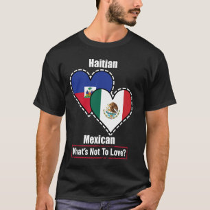 Camiseta Bandeiras do Coração Haitiano Mexicano O Que Não A