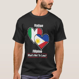 Camiseta Bandeiras do Coração Ítalo-Filipino O Que Não Amar