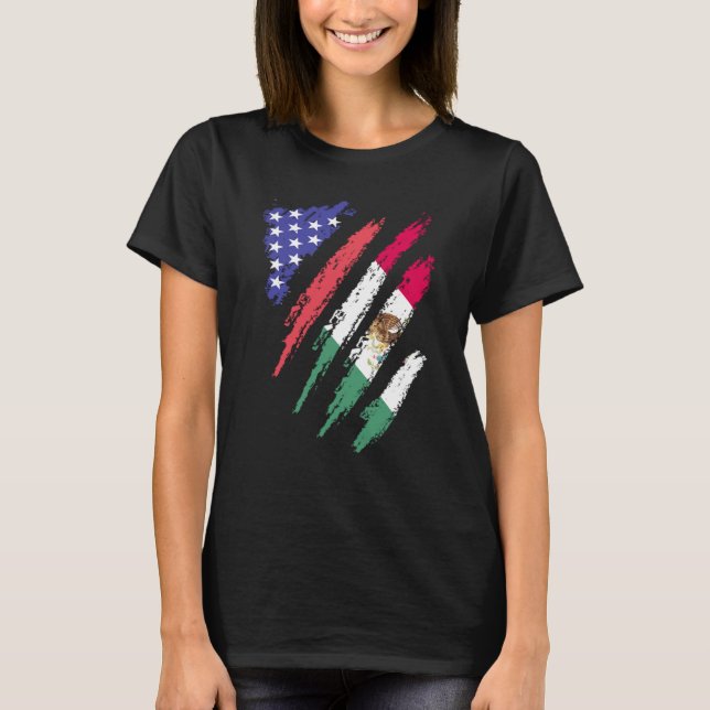 Camiseta Bandeiras do Coração Patriota Americano Crescente (Frente)