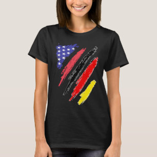Camiseta Bandeiras do Coração Patriótico Alemão Americano C
