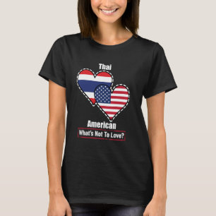 Camiseta Bandeiras do Coração Tailandês Americano O que Não