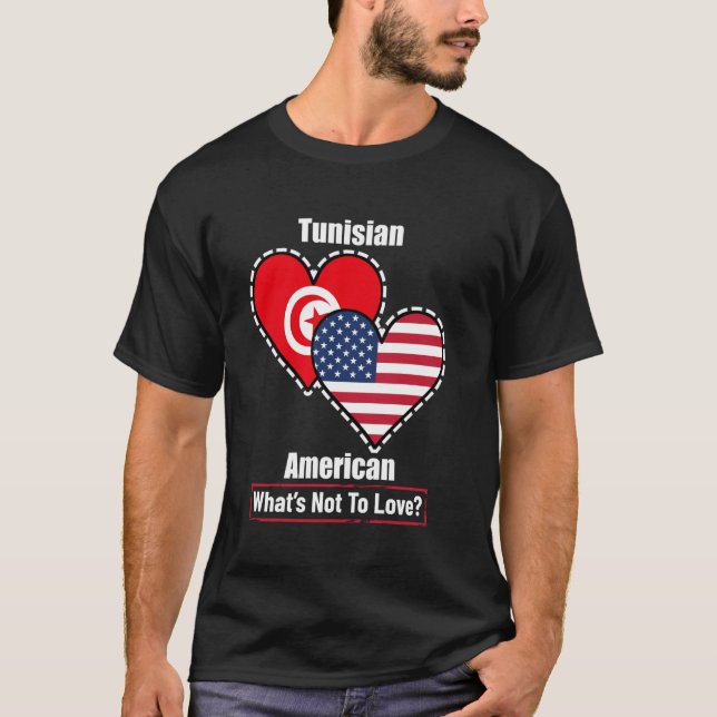 Camiseta Bandeiras do Coração Tunísio Americano O que não a (Frente)