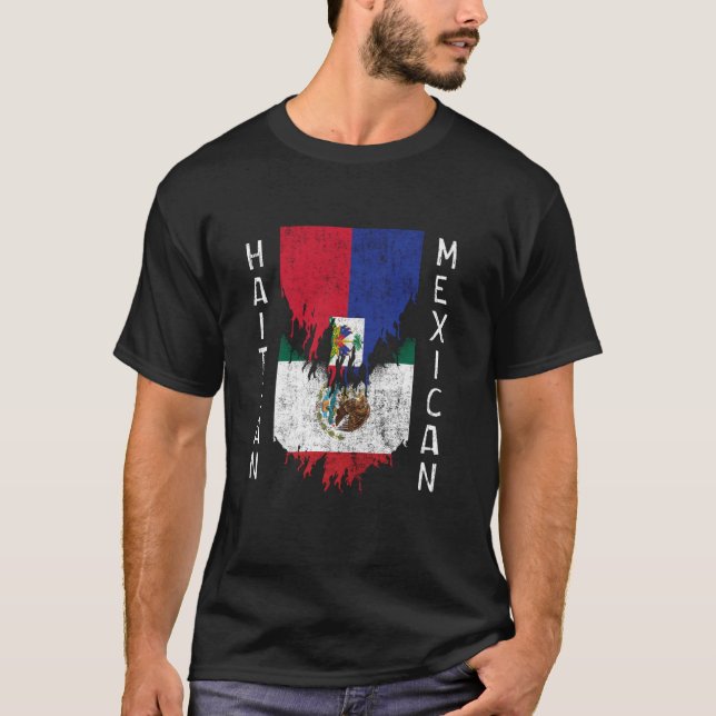 Camiseta Bandeiras do Haiti Mexicano Trituradas no Haiti Mé (Frente)