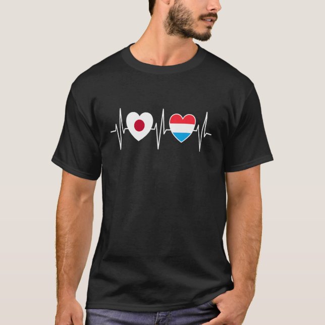 Camiseta Bandeiras Do Japão E Luxemburgo (Frente)